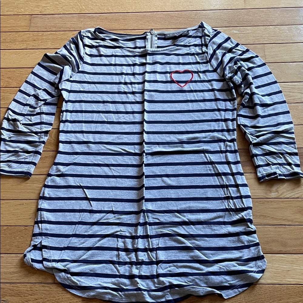 A Pea in the Pod Navy and Gray Striped Maternity Top